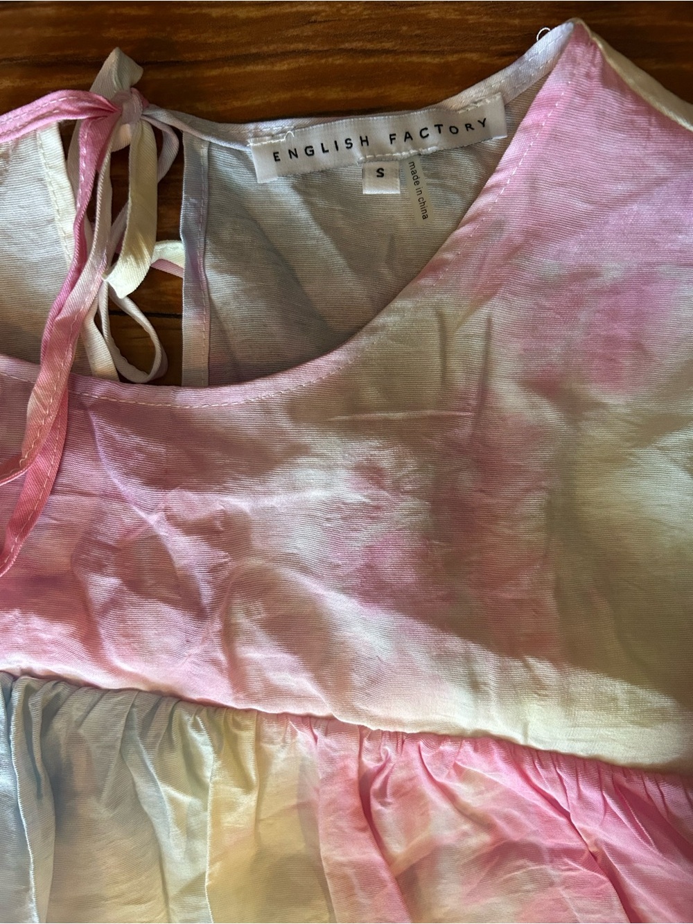 English Factory Pastel Tie-Dye Tiered Dress - Pink, Blue, Yellow. Small. - Picture 6 of 10